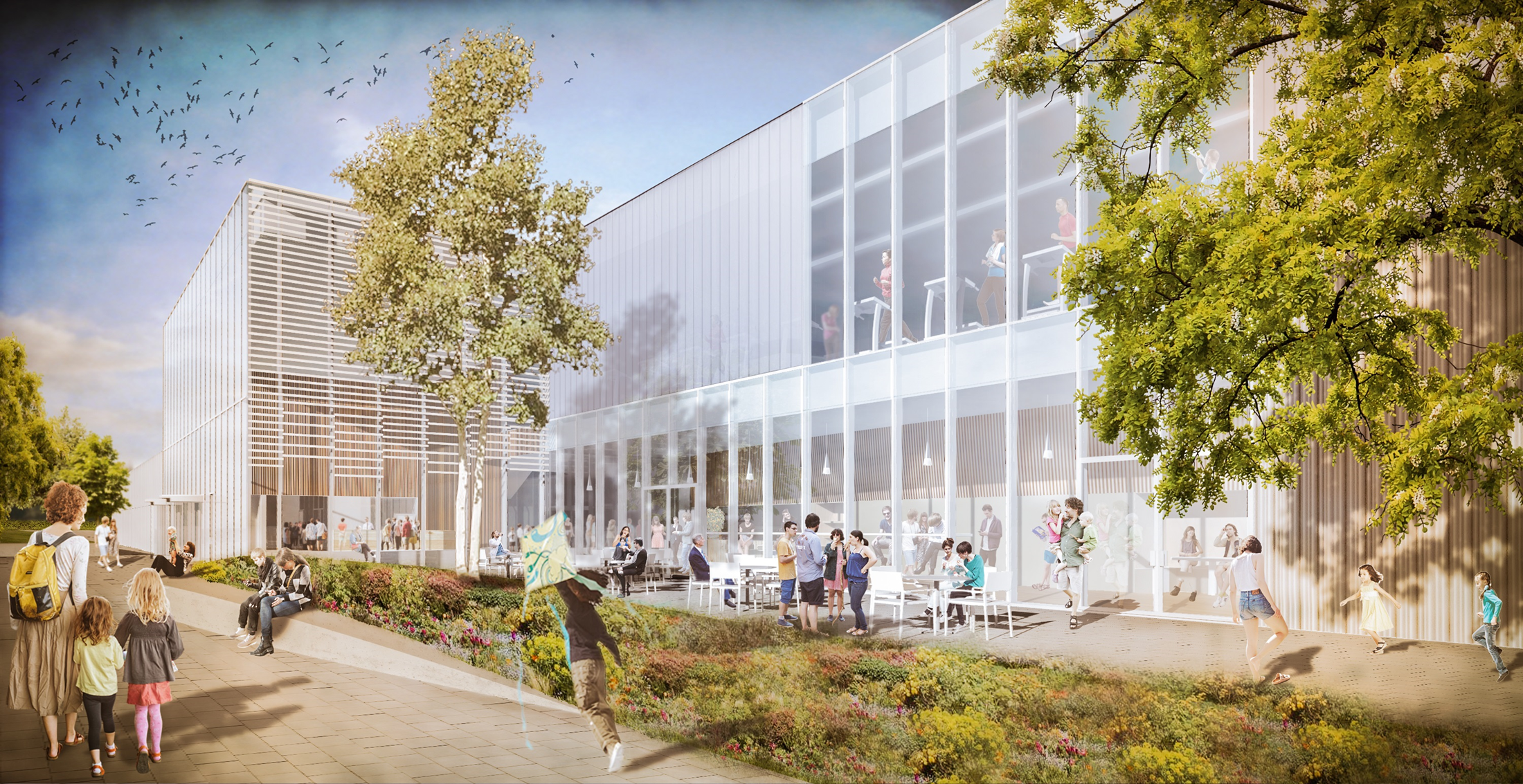 Reception and outdoor cafe landscape